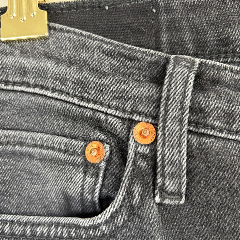 RE/DONE Comfort Stretch High Rise Stove Pipe Jeans Faded Black Raw Hem Size 27 - Picture 6 of 10